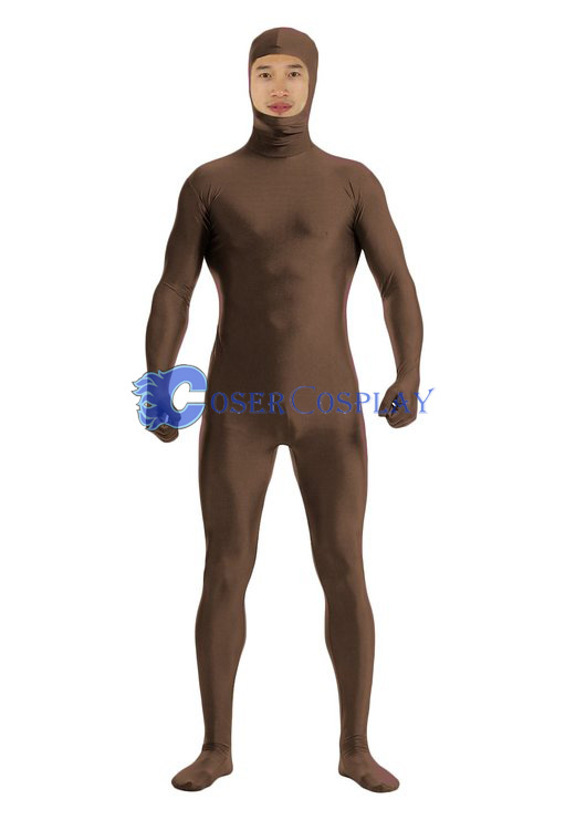 Open Face Lycra Spandex Zentai Brown